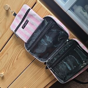 Victoria's Secret Pink and Black Toiletry Bag with Structured Design